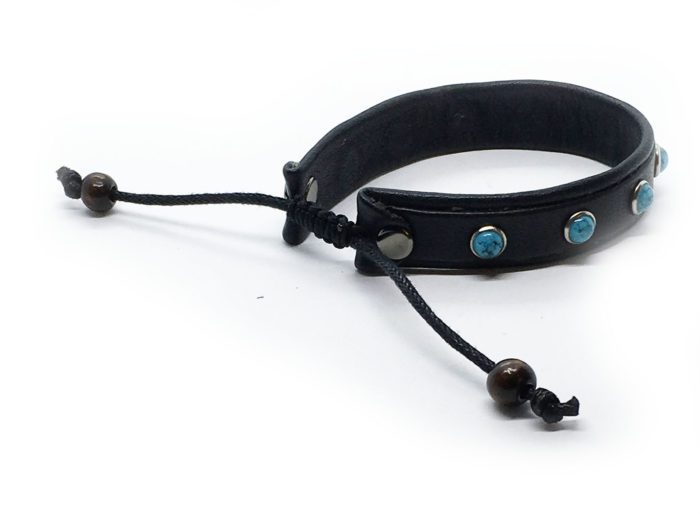 Leather Bracelet with Turquoise Stones 2