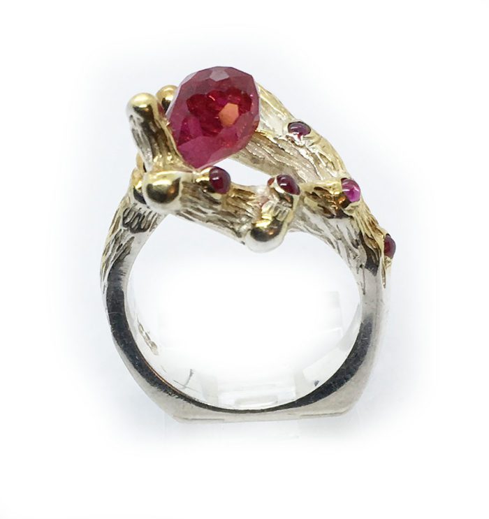 Swarovski Stone Sterling Silver with Gold Plating Ring 2