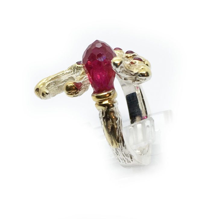 Swarovski Stone Sterling Silver with Gold Plating Ring 4