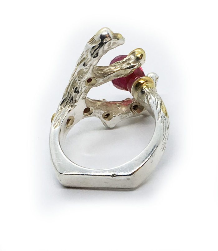 Swarovski Stone Sterling Silver with Gold Plating Ring 3