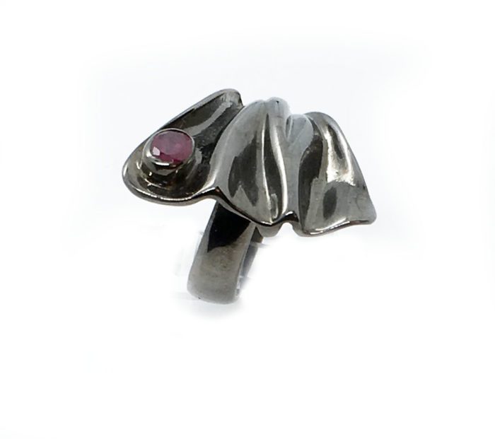 Natural Ruby Stone Sterling Silver with Black Rhodium Plating Ring 3