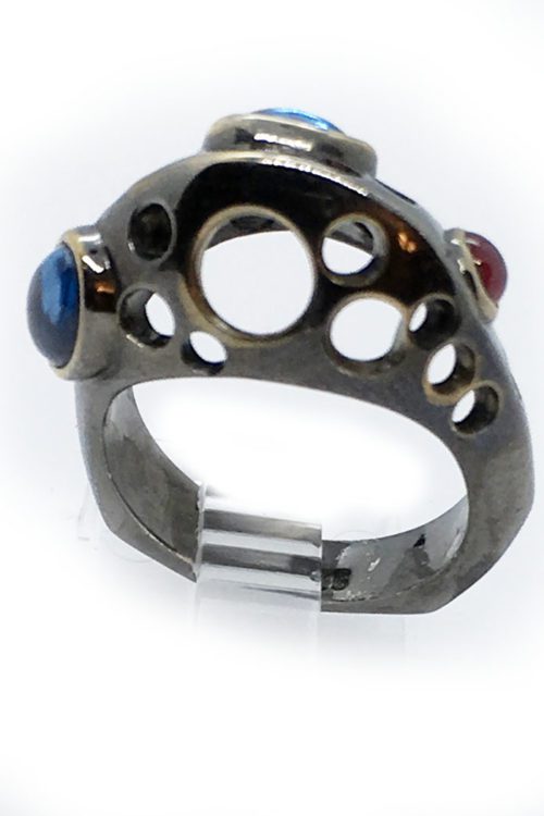Korund 925 Sterling Silver Black Rhodium and Gold Plating Ring v2