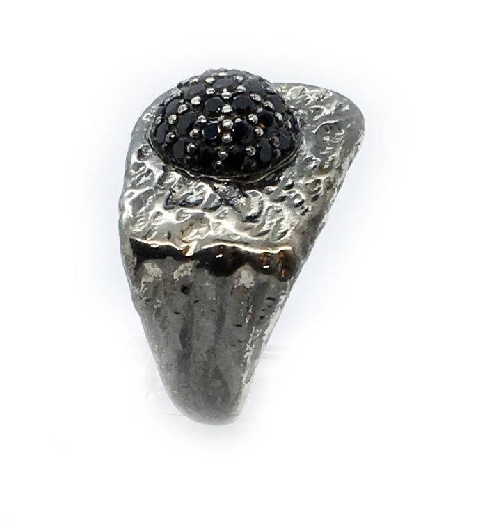 Onyx 925 Sterling Silver Black Rhodium and Gold Plating Ring 2