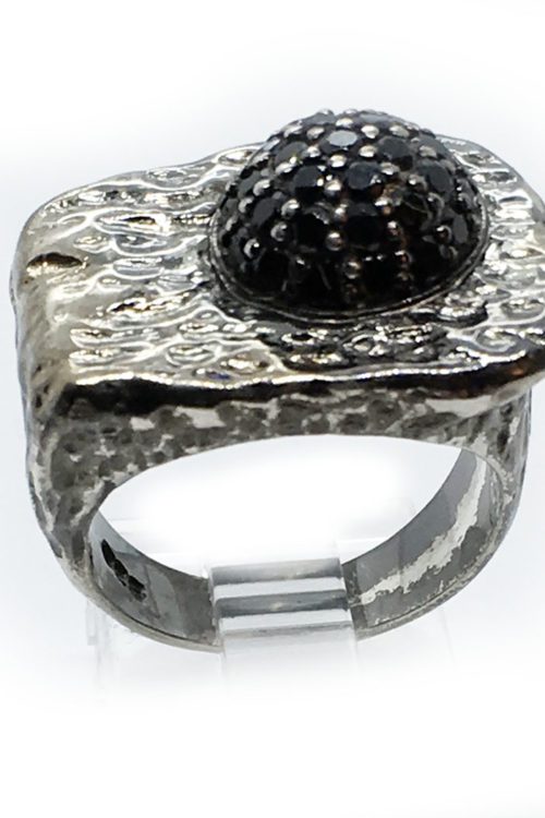 Onyx 925 Sterling Silver Black Rhodium and Gold Plating Ring