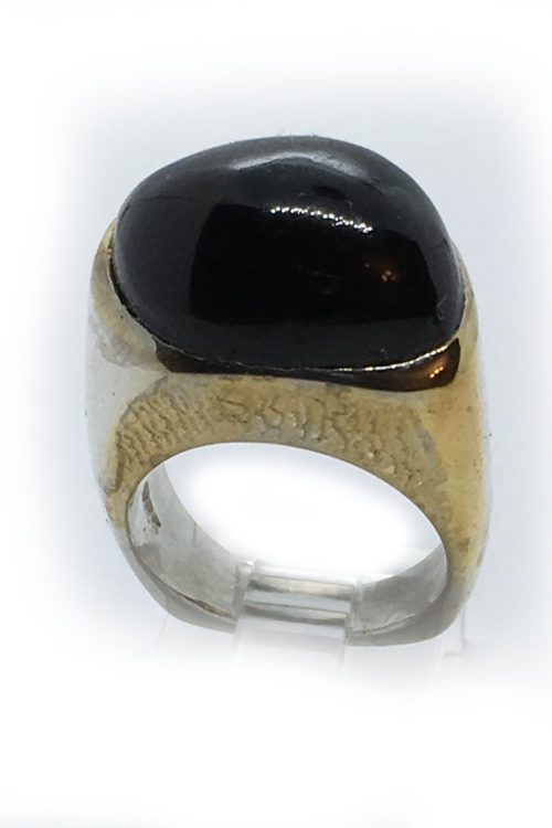 Tourmaline 925 Sterling Silver Black Rhodium and Gold Plating Ring