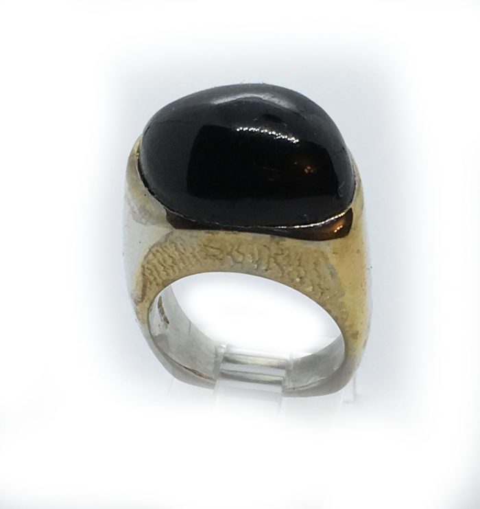Tourmaline 925 Sterling Silver Black Rhodium and Gold Plating Ring