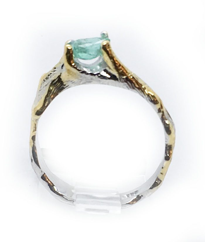 Emerald 925 Sterling Silver Black Rhodium and Gold Plating Ring 2
