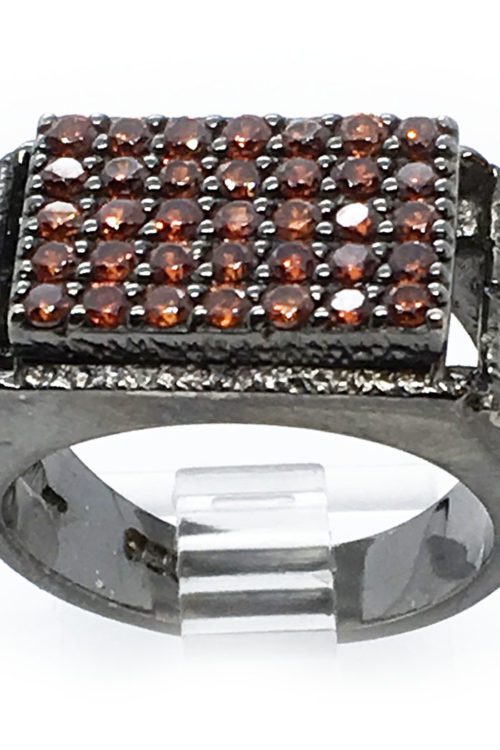 Garnet Stones 925 Sterling Silver Black Rhodium Plating Ring
