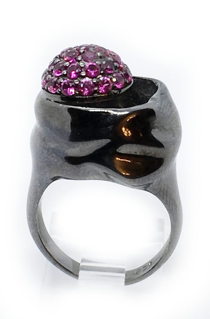 Korund Stones 925 Sterling Silver Black Rhodium Plating Ring v2 3