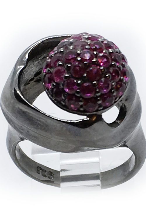 Korund Stones 925 Sterling Silver Black Rhodium Plating Ring v2
