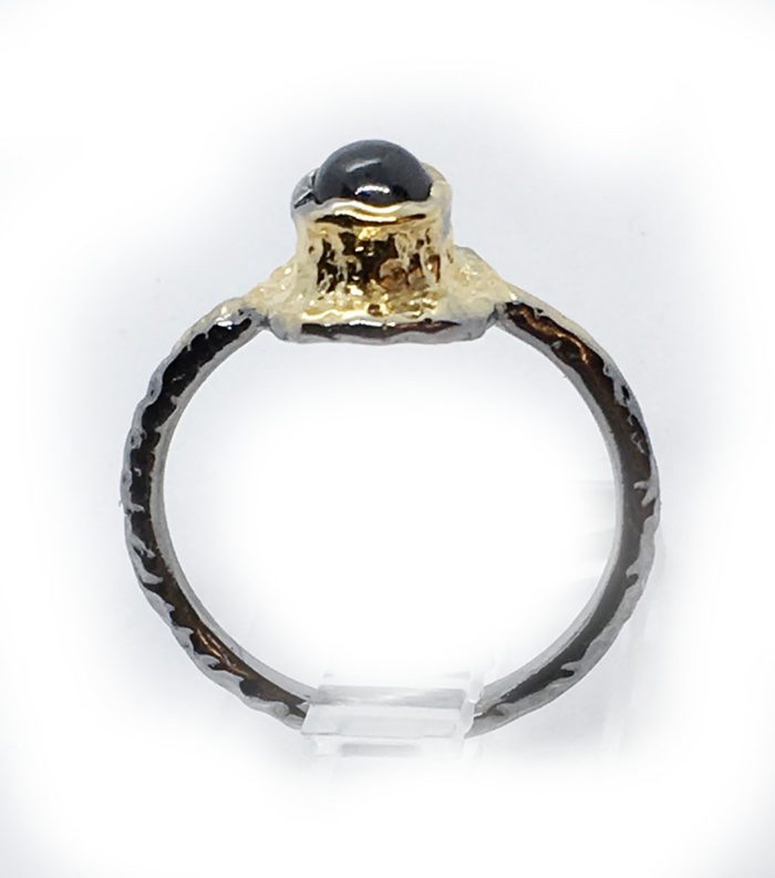 Garnet 925 Sterling Silver Black Rhodium and Gold Plating Ring 3