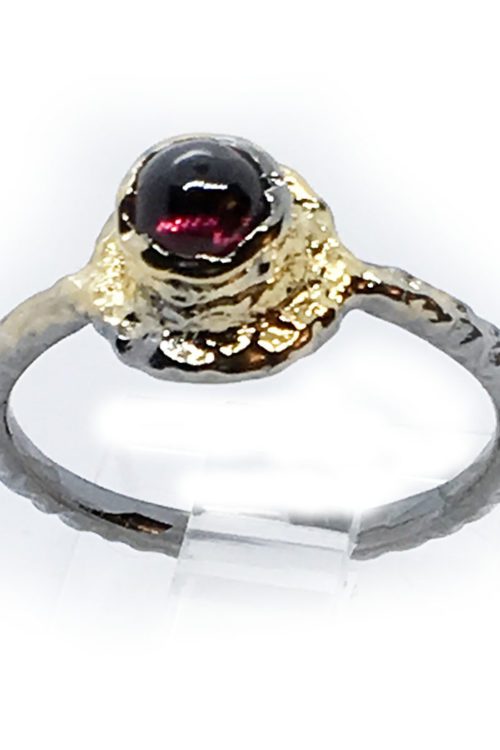 Garnet 925 Sterling Silver Black Rhodium and Gold Plating Ring