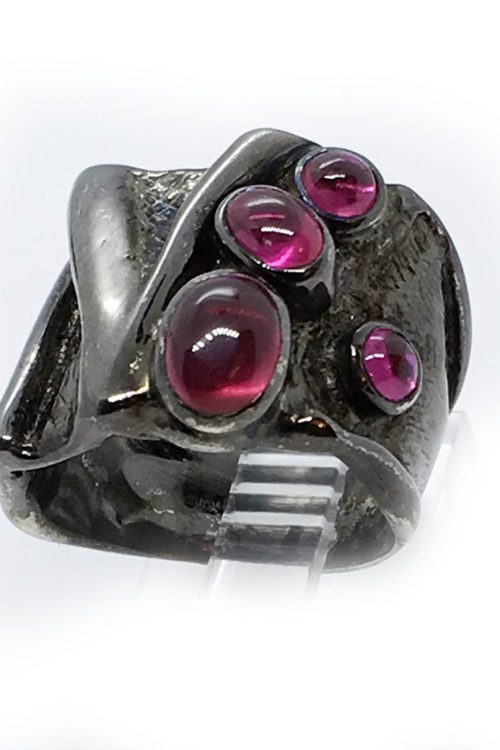 Korund Stones 925 Sterling Silver Black Rhodium Plating Ring