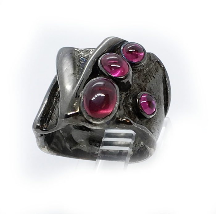 Korund Stones 925 Sterling Silver Black Rhodium Plating Ring