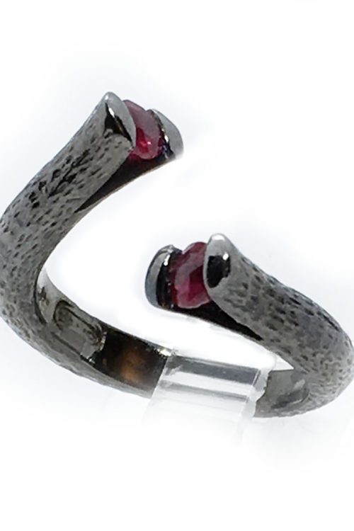 Ruby Stones 925 Sterling Silver Black Rhodium Plating Ring
