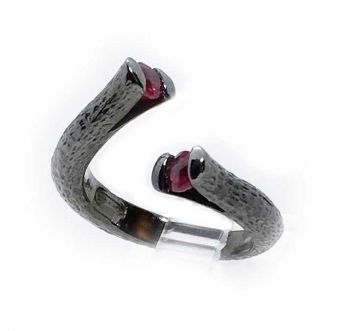 Ruby Stones 925 Sterling Silver Black Rhodium Plating Ring