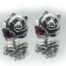 Panda Silver Earring with Heart Stones