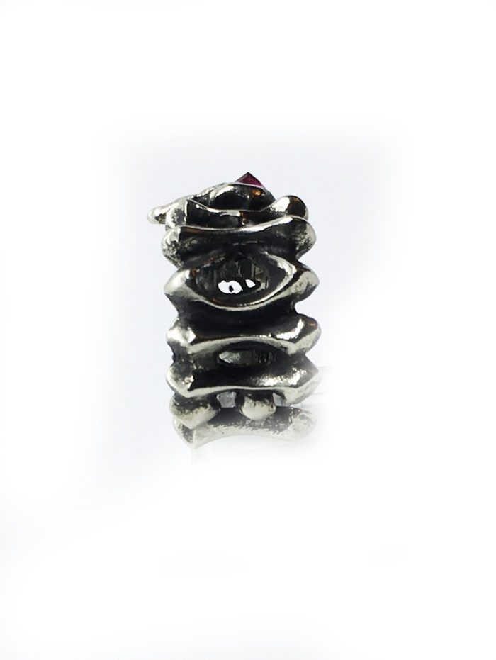 Fuck You Middle Finger with Ruby Stone Sterling Silver Ring 2