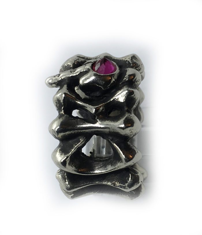 Fuck You Middle Finger with Ruby Stone Sterling Silver Ring 6