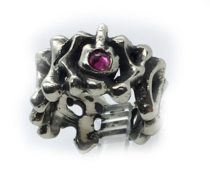 Fuck You Middle Finger with Ruby Stone Sterling Silver Ring 3