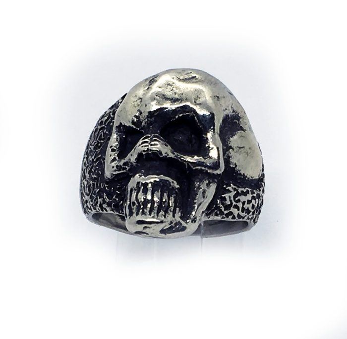 Abstract Women Body Shaped into A Skull Sterling Silver Ring