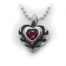 Flame of Heart with Red CZ Heart Stone Sterling SIlver Pendant
