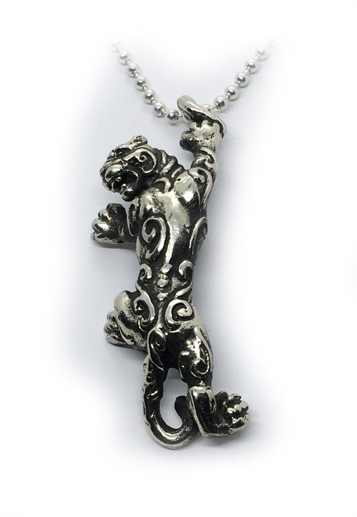 Climbing Jaguar with Designs Sterling Silver Pendant 2