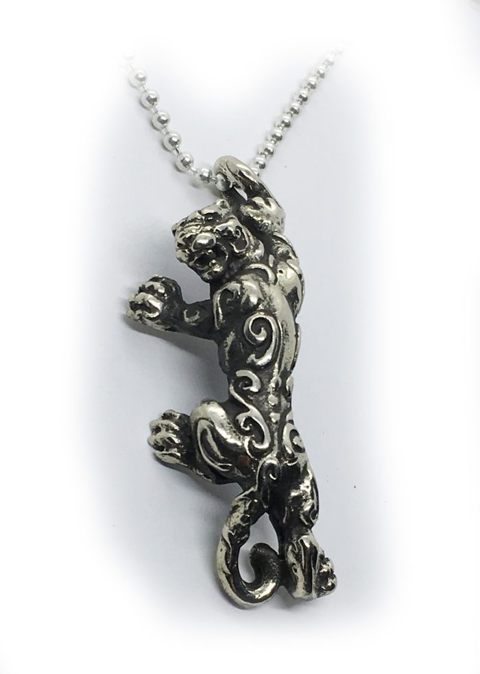 Climbing Jaguar with Designs Sterling Silver Pendant