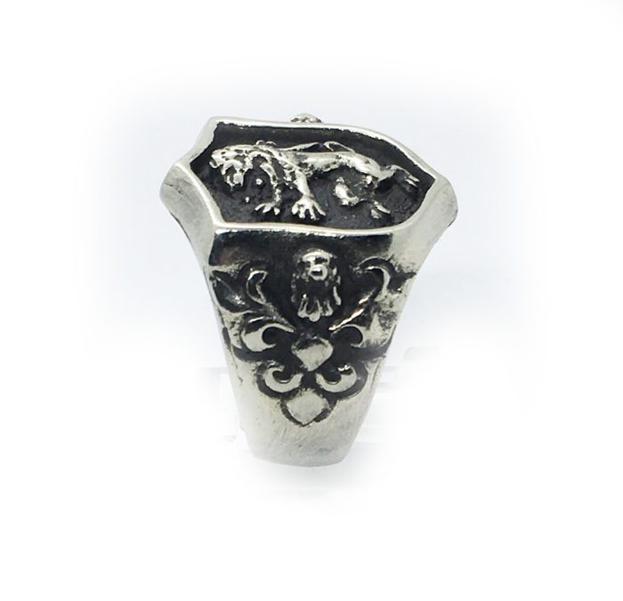 Lion Shield with Eagle and Snake Sterling Silver Ring 2