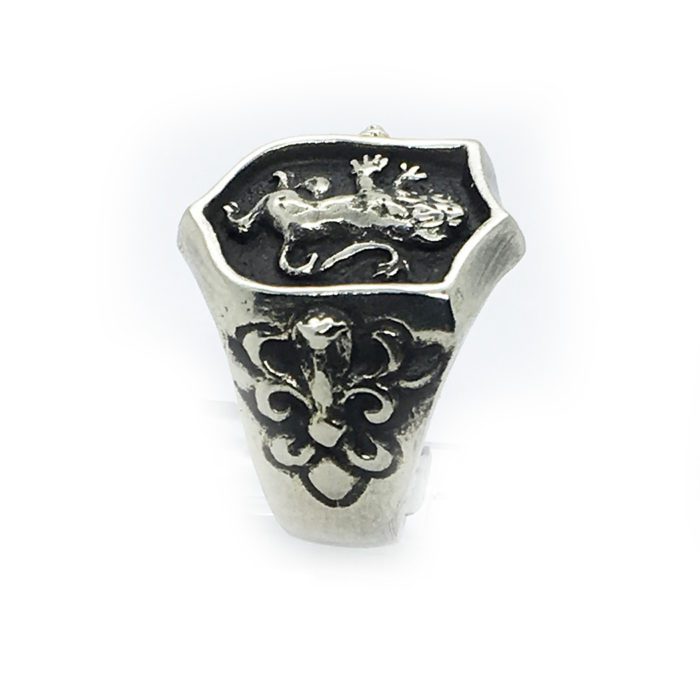 Lion Shield with Eagle and Snake Sterling Silver Ring 4