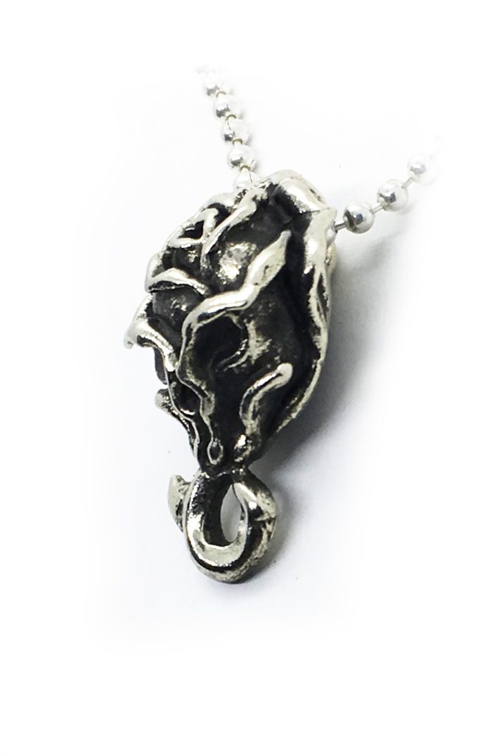 Abstract Skull blended with Evil Rose Sterling Silver Pendant 3