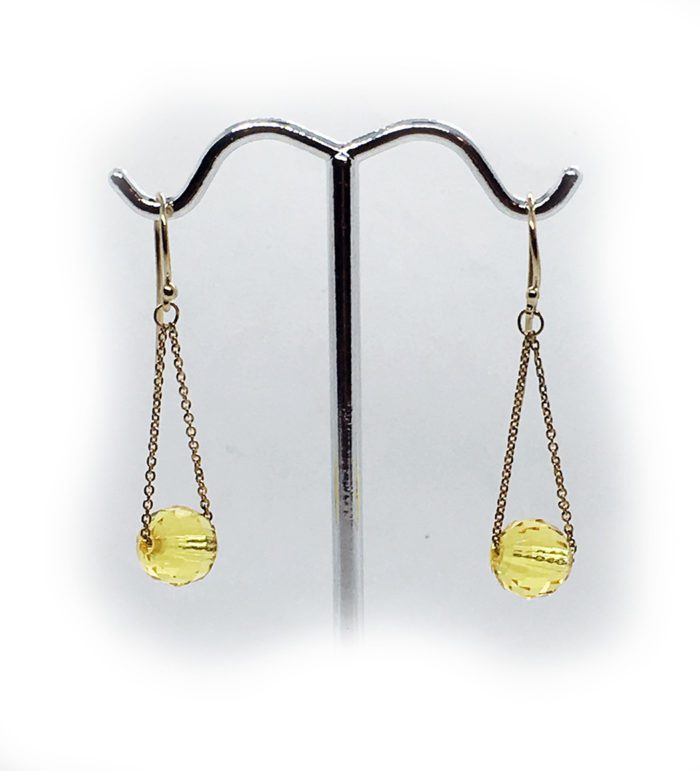 Silver Earrings with Yellow Swarovski Stones V2 2