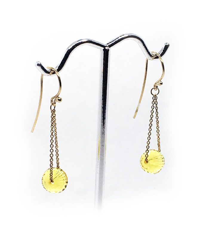 Silver Earrings with Yellow Swarovski Stones V2