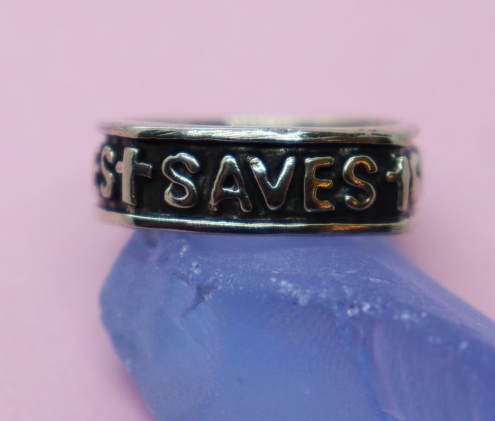 God Saves Jesus Loves Sterling Silver Ring 4