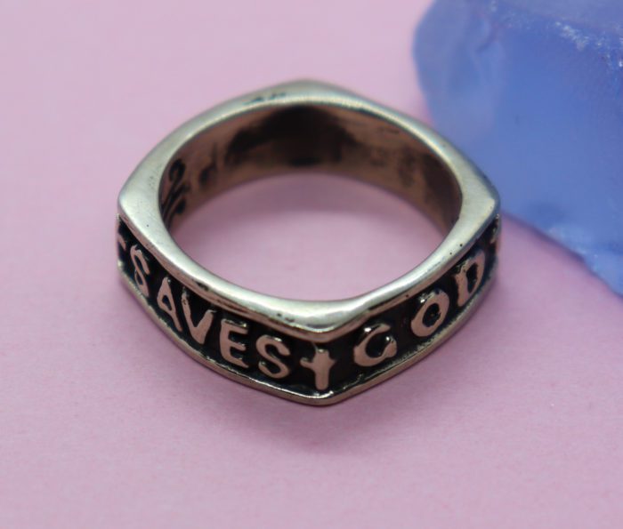God Saves Jesus Loves Sterling Silver Ring