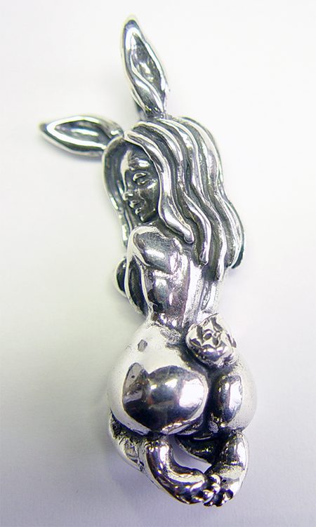 Sexy Rabbit Girl Sterling Silver Pendant