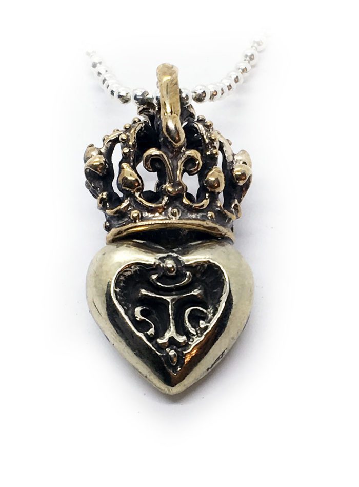 Crown Heart in Heart Sterling Silver Pendant 3
