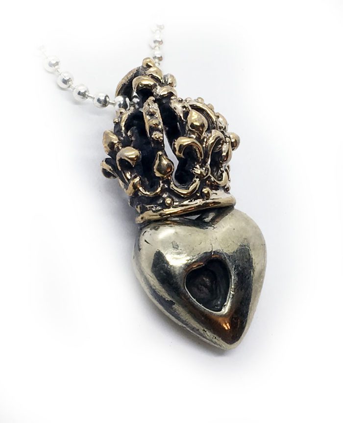 Crown Heart in Heart Sterling Silver Pendant 2