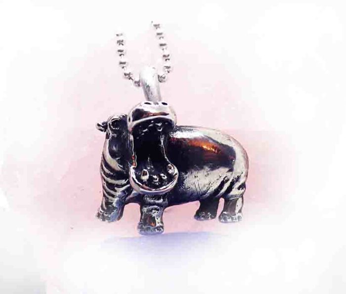 Hippopotamus Sterling Silver Pendant