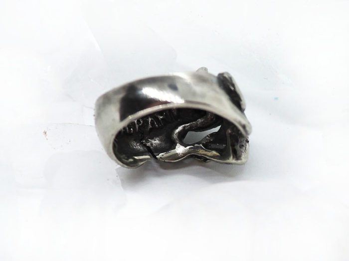Rat with Heart Shape Cheese with Ruby Stone Silver Ring 4