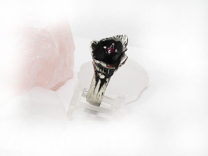 Poison Flower with Ruby Sterling Silver Ring 4