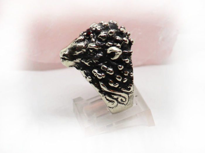 Sheep Sterling Silver Ring with Ruby Stone 4