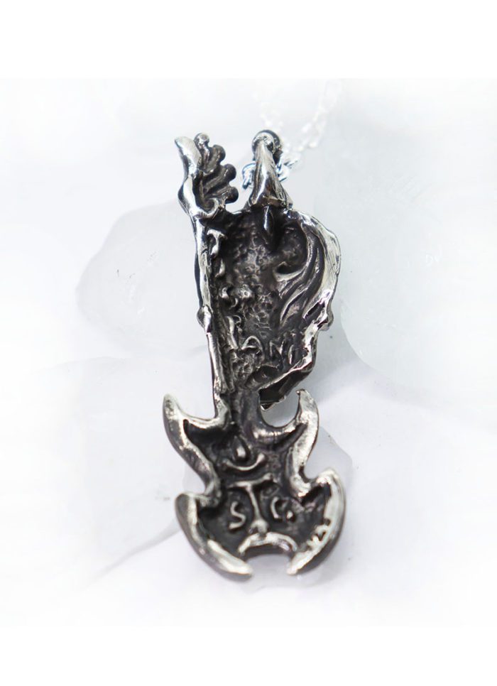 Rock N Roll Skull with Guitar Sterling Silver Pendant 4