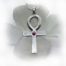Ankh Egyptian Cross with Ruby Stone Silver Pendant