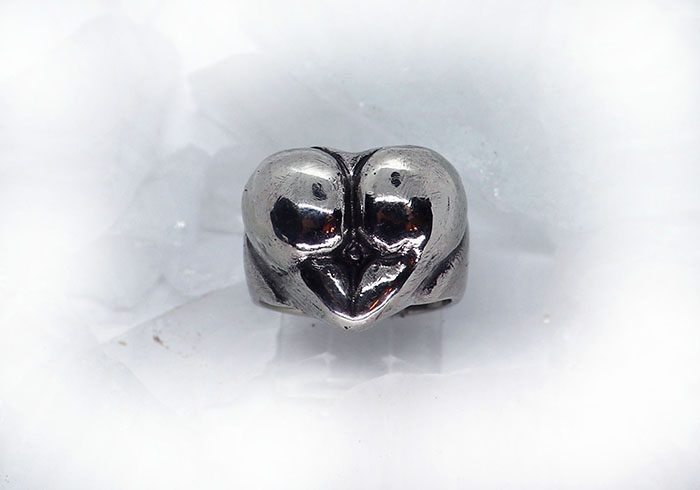 Ass Heart Sterling Silver Ring