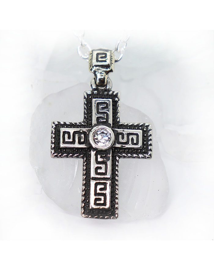Ancient Design Cross Sterling Silver Pendant