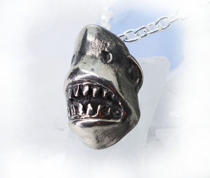 The Great White Shark Face Sterling Silver Pendant