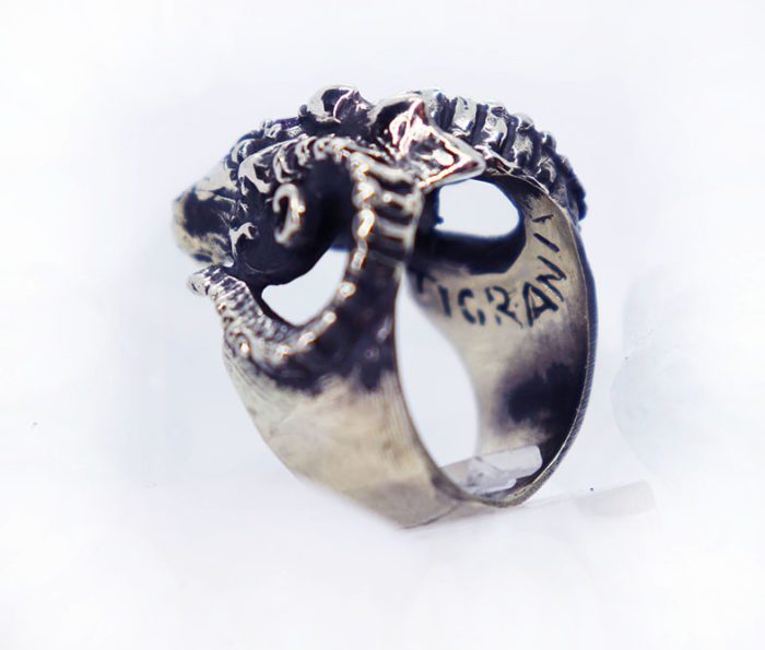 Cool Ram Ring with Garnet Stone 5