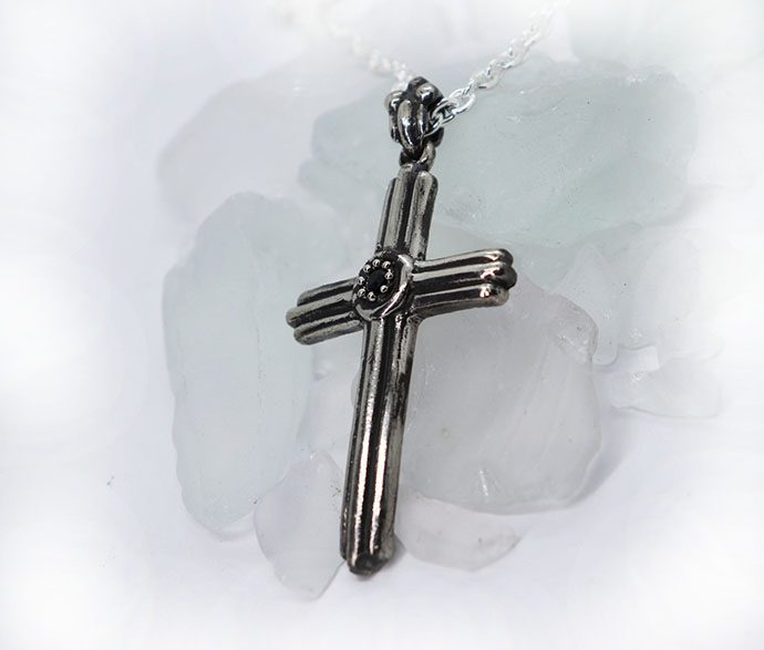 Cross With Onyx Stone Sterling Silver Pendant 2