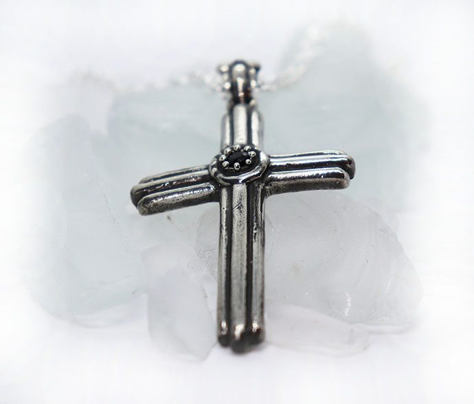 Cross With Onyx Stone Sterling Silver Pendant 3
